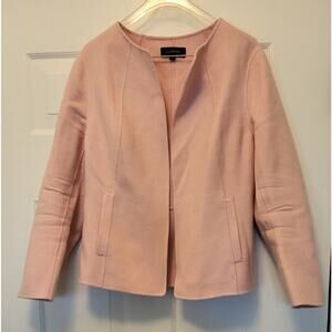 Talbots Womens Jacket Size XL Light Pink Merino Wool Open Front Blazer